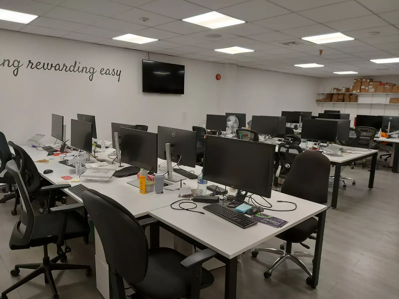 Open-plan office desks cleaned by Goals Cleaning Services